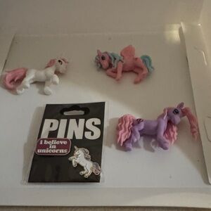 Unicorn Toy Set with Pins - Pink, Purple, White